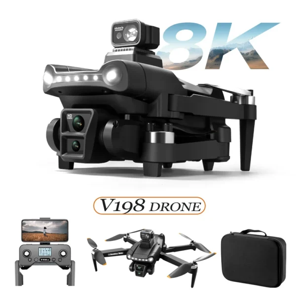 For Xiaomi V198GPS Drone ESC 8K Profesional HD Camera Brushless Obstacle Avoidance Aerial Optical Foldable Quadcopter Mini Dron - 图片 4